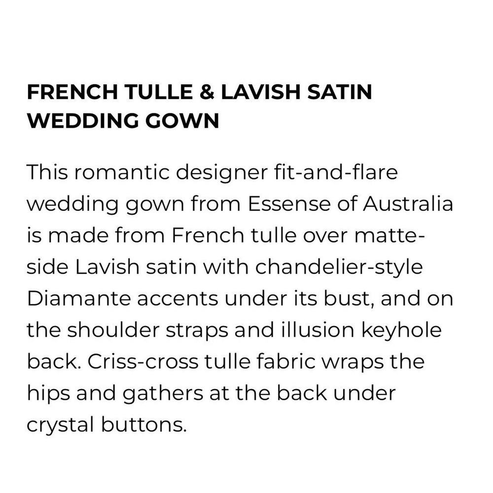 Essence of Australia size 10 French Tulle Satin Diamante mermaid Wedding Dress - Picture 5 of 12